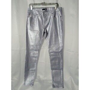 David Kahn Skinny Ankle Jeans Size 30 Shiny Metallic Lavender Stretch 5 Pocket